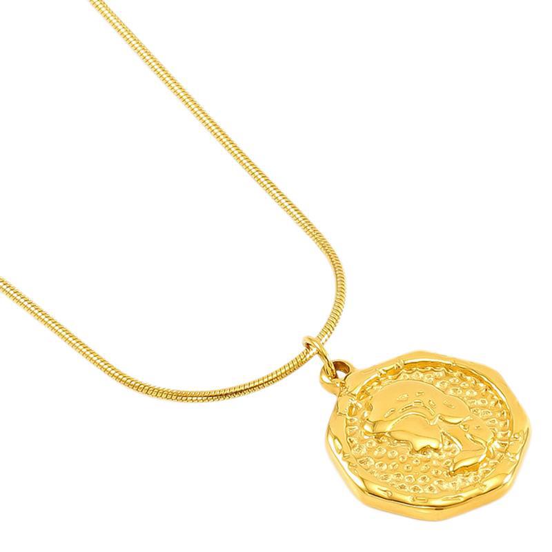 Gold color / 1 Piece Simple Series Classic Geometric Stainless Steel 18K Gold Color Plated Women's Pendant Necklaces 